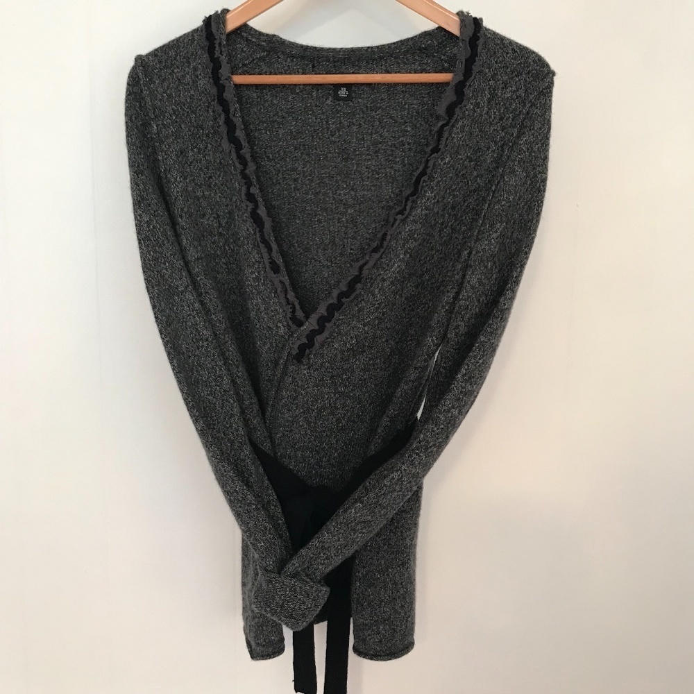Banana Republic belted open front cardigan black and gray/Wool Cashmere Blend/XS